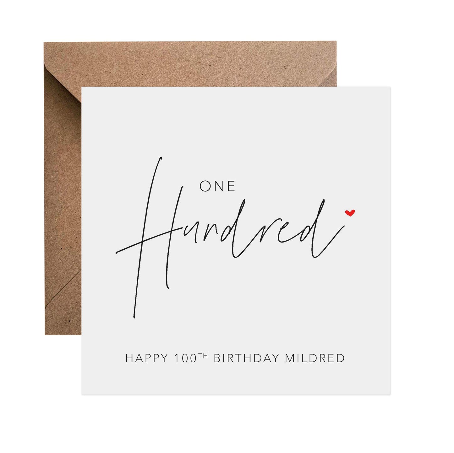 100th Birthday Card, Personalised Simple Elegant Hundredth Card Design - PMPrinted
