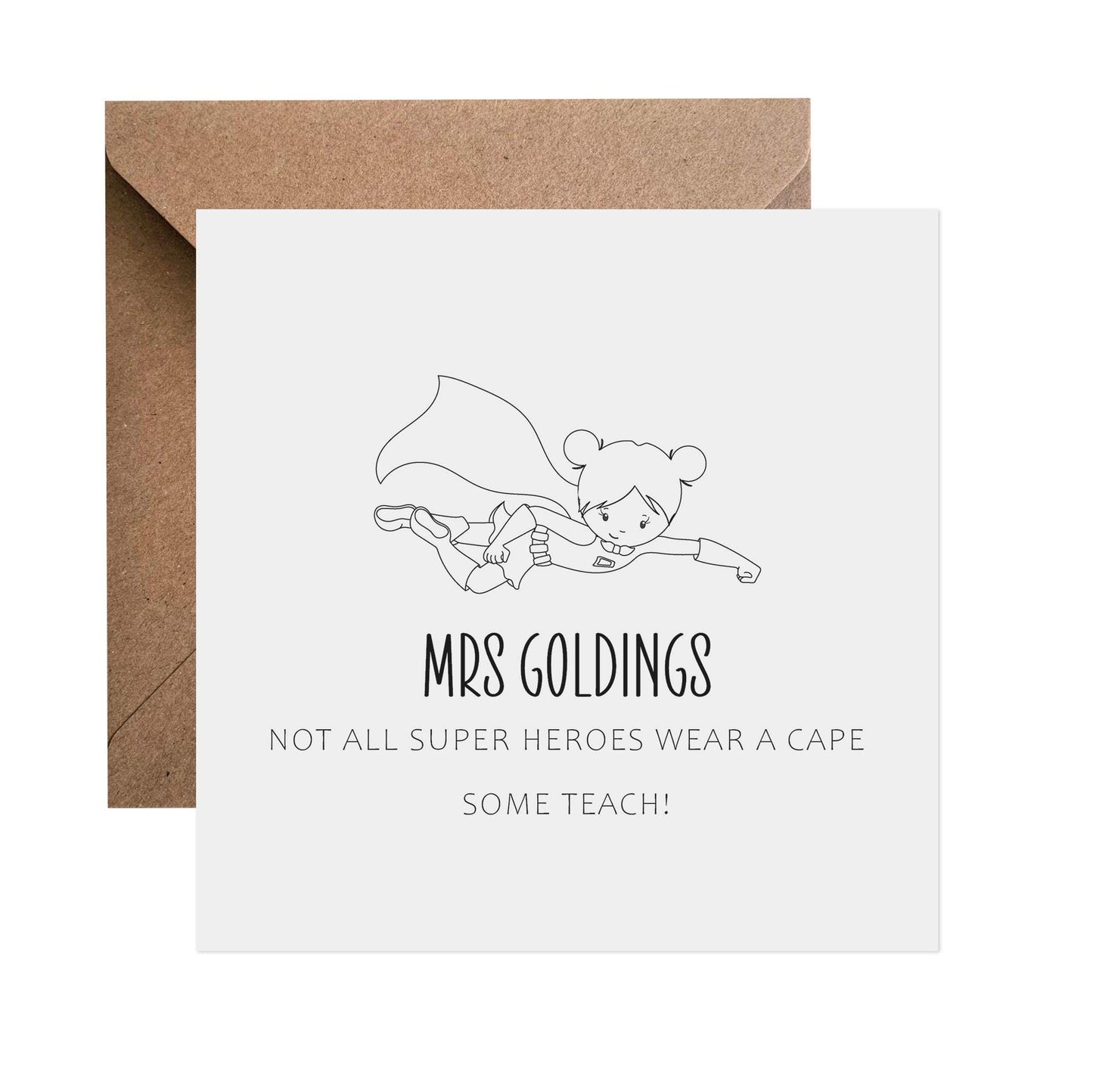Super Hero Teacher Thank You Card, Personalised End of Term Card - PMPrinted