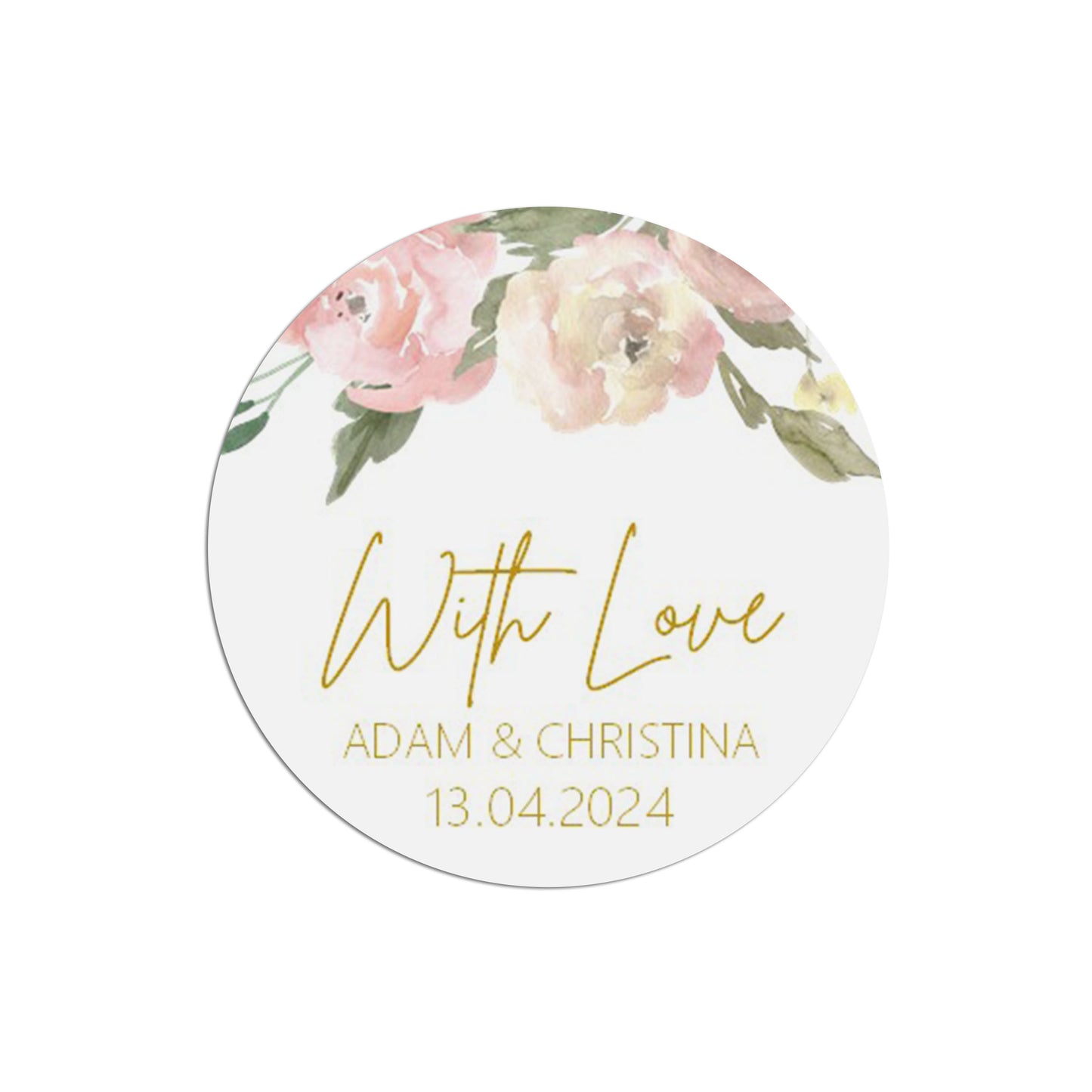 With Love Wedding Favour Stickers - Blush Floral