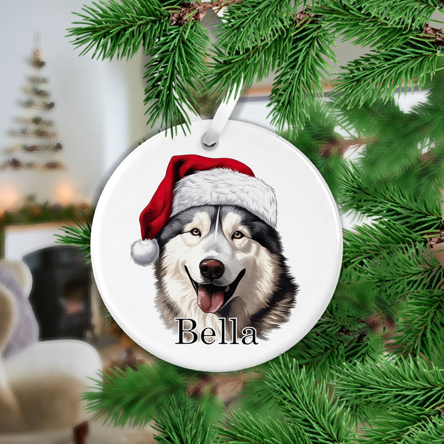 Akita Christmas Ceramic Hanging Ornament