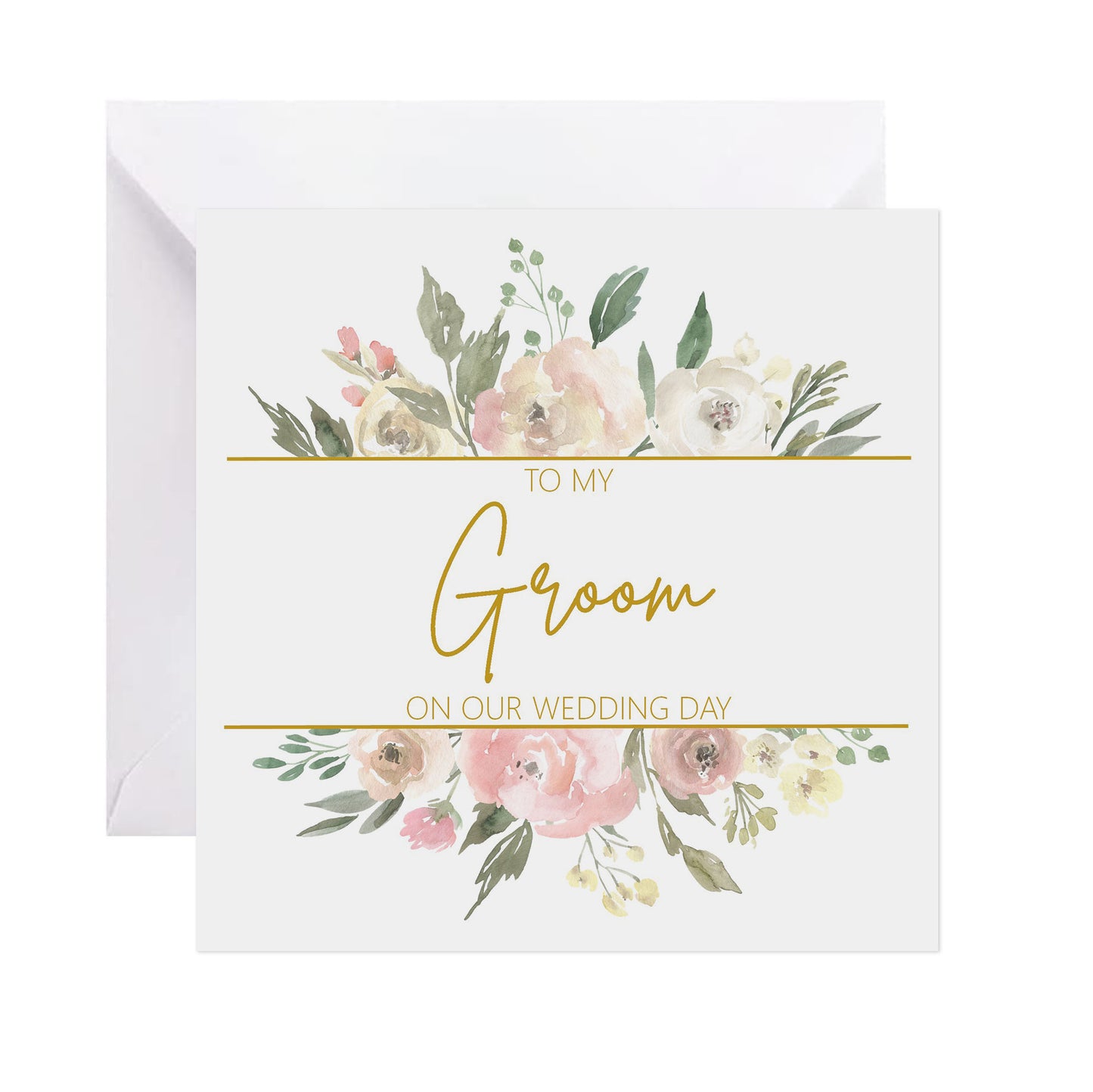 Groom On Our Wedding Day Card - Blush Floral