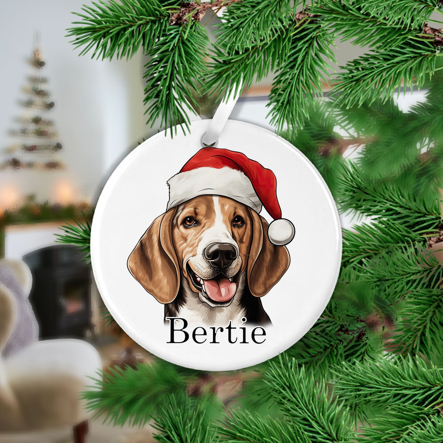 Beagle Christmas Ceramic Hanging Ornament