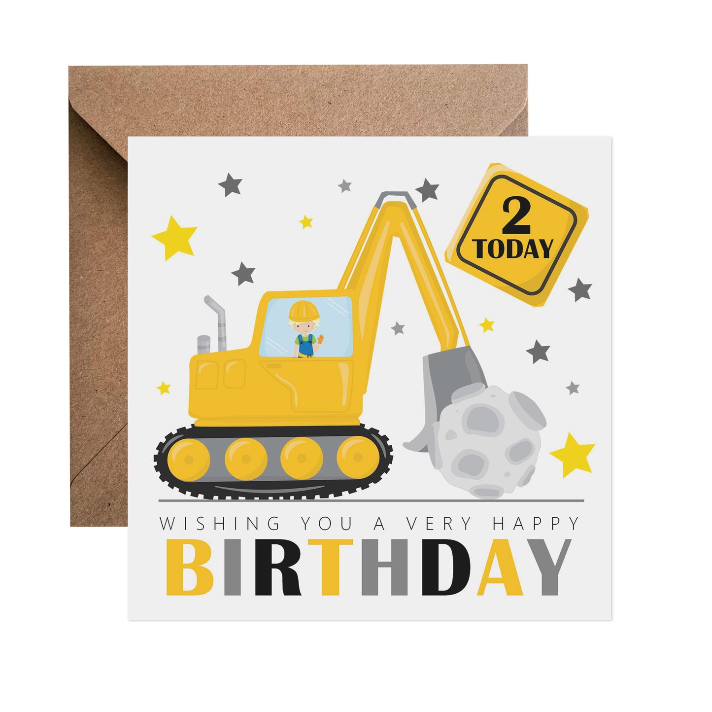 2nd Birthday Card - Builder & Digger