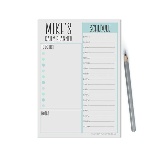 Personalised Schedule Planner, A5 With 50 Undated Tear Off Pages, Daily Productivity Organiser Notepad