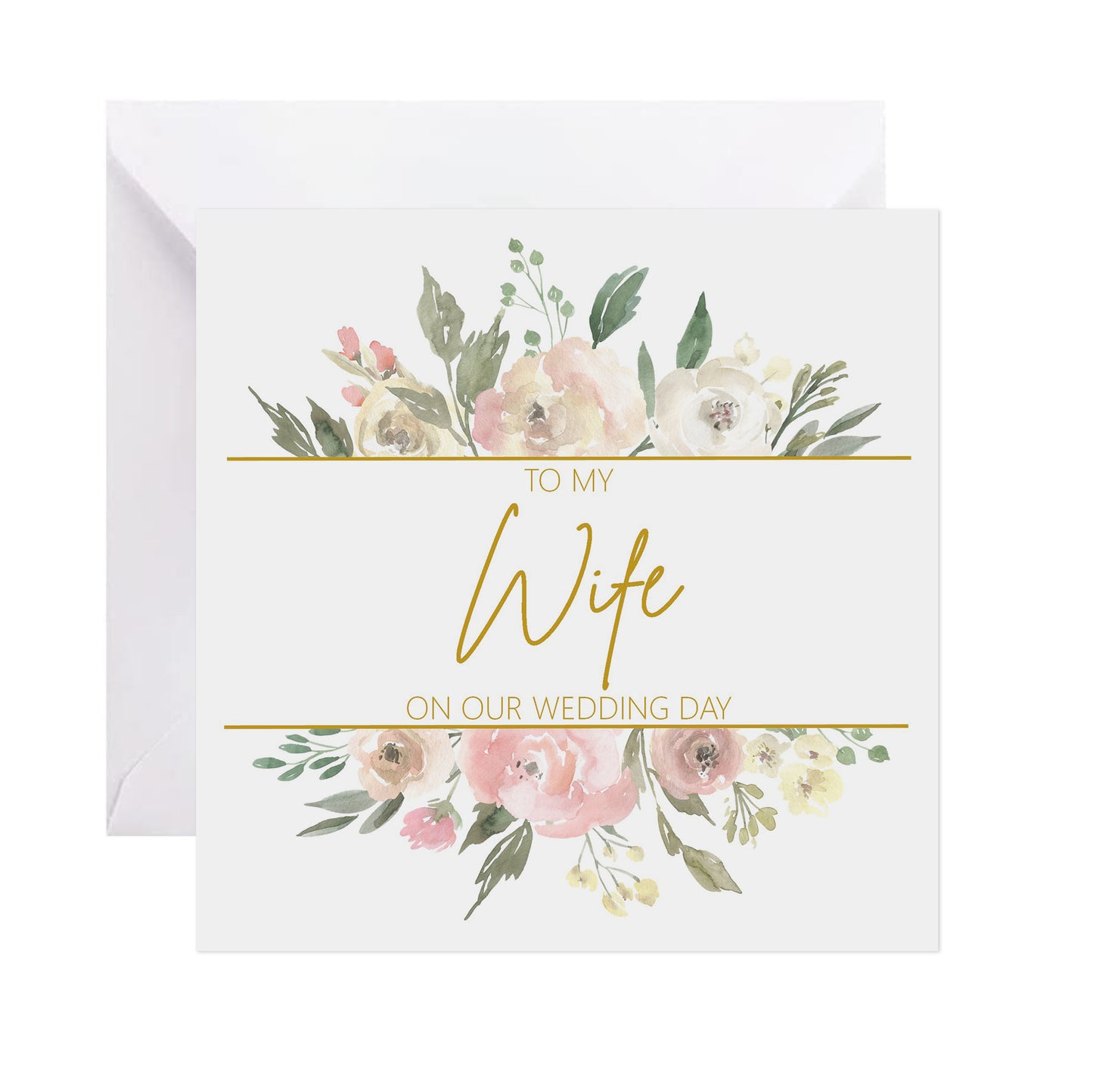 Wife On Our Wedding Day Card - Blush Floral