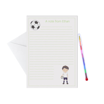 Footballer Personalised Letter Writing Set - 15 Sheets & Envelopes - Lots Of Designs