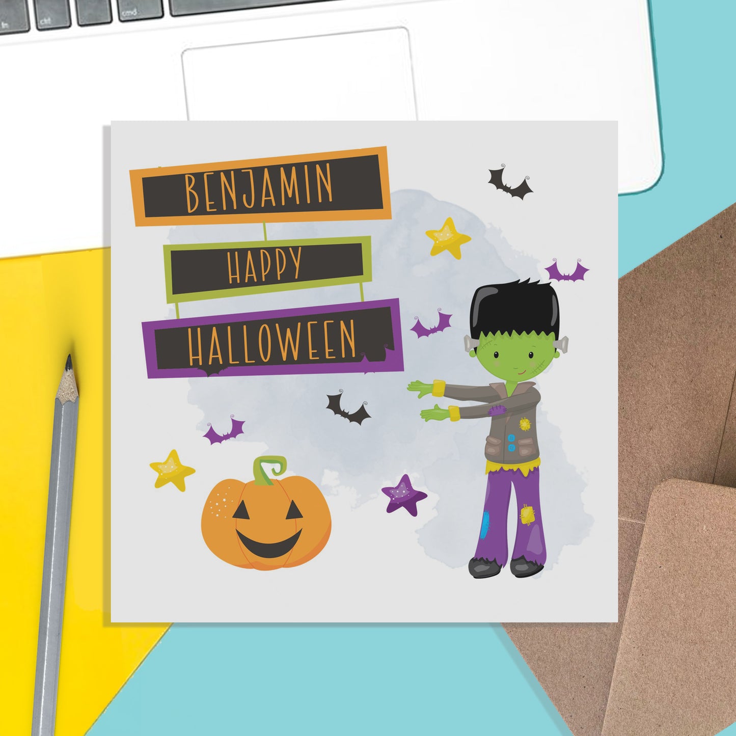 Monster Halloween Personalised Children's Card