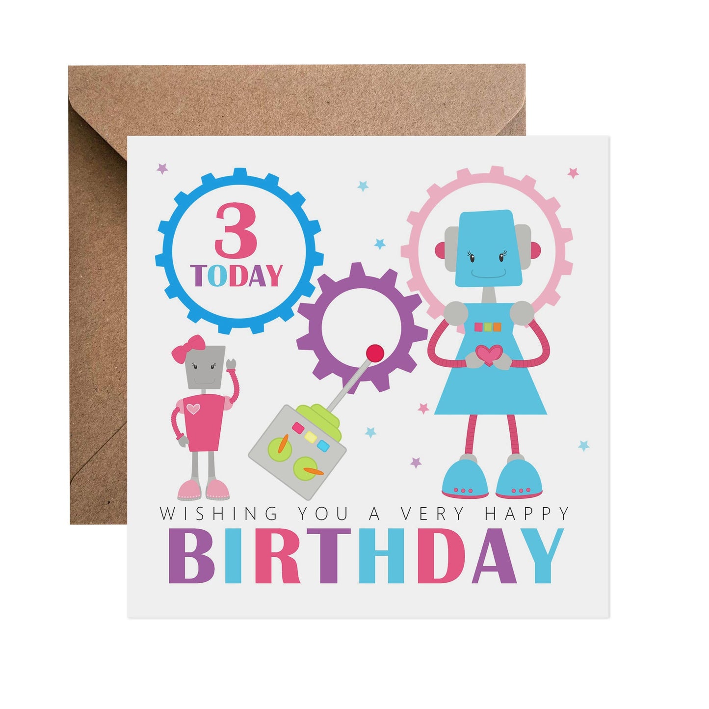 3rd Birthday Card - Girl Robot