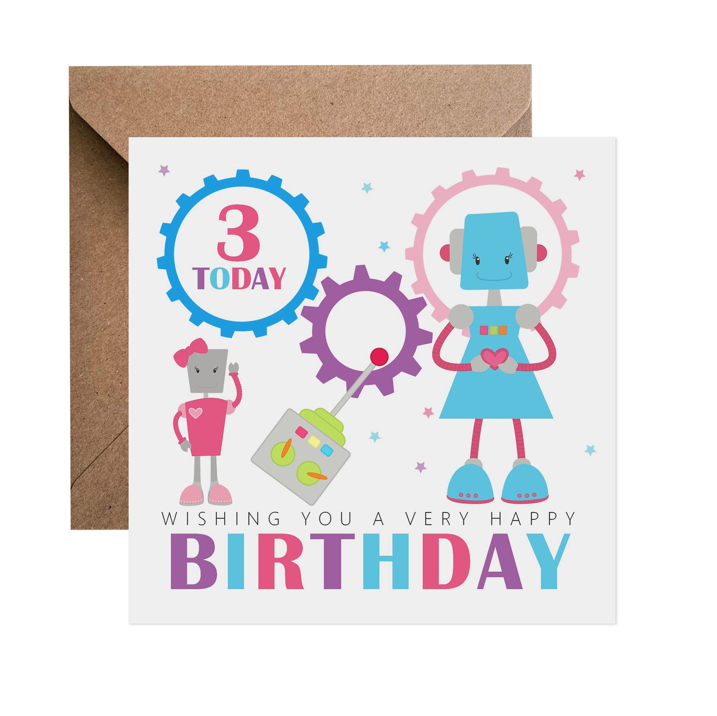 3rd Birthday Card - Girl Robot