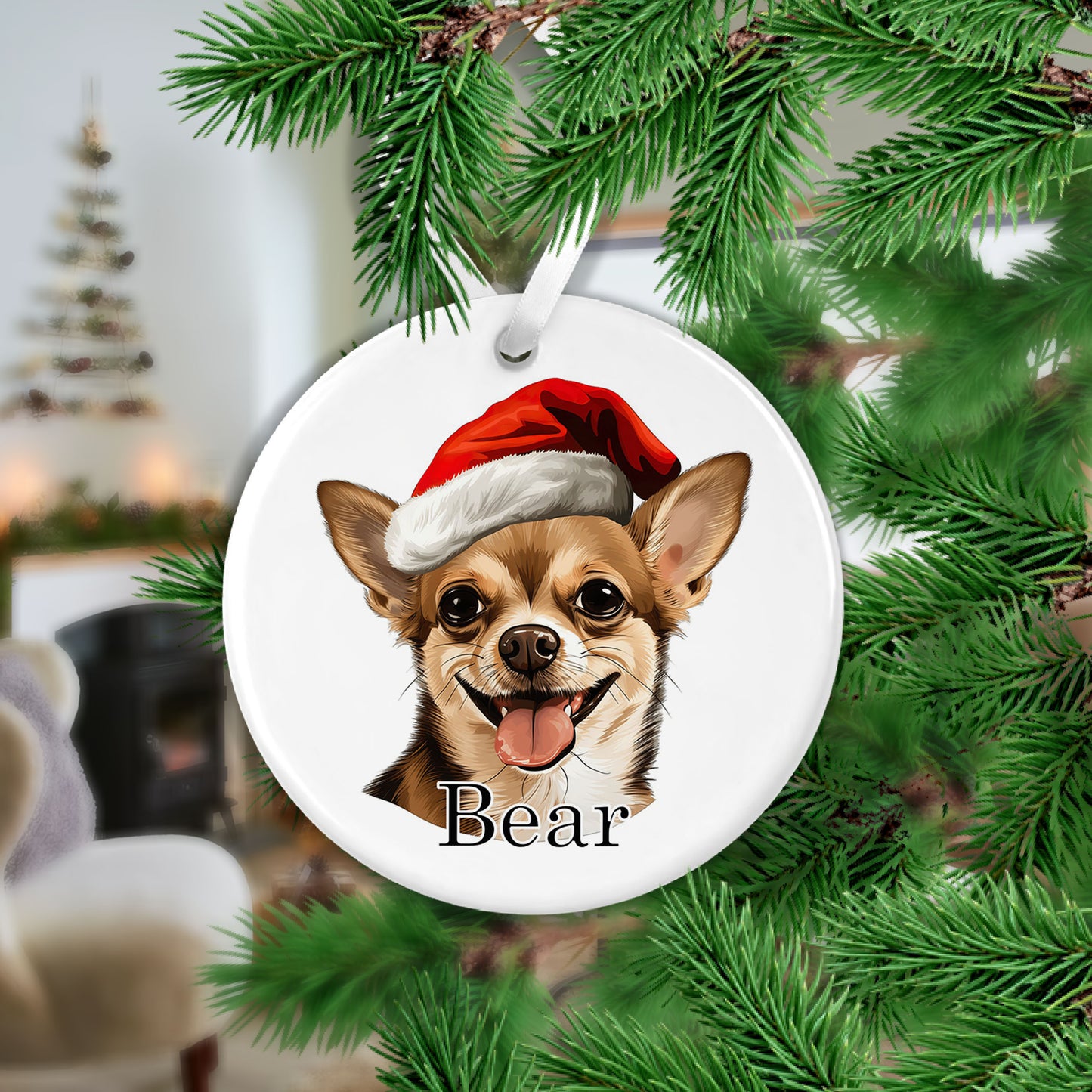 Chihuahua Christmas Ceramic Hanging Ornament