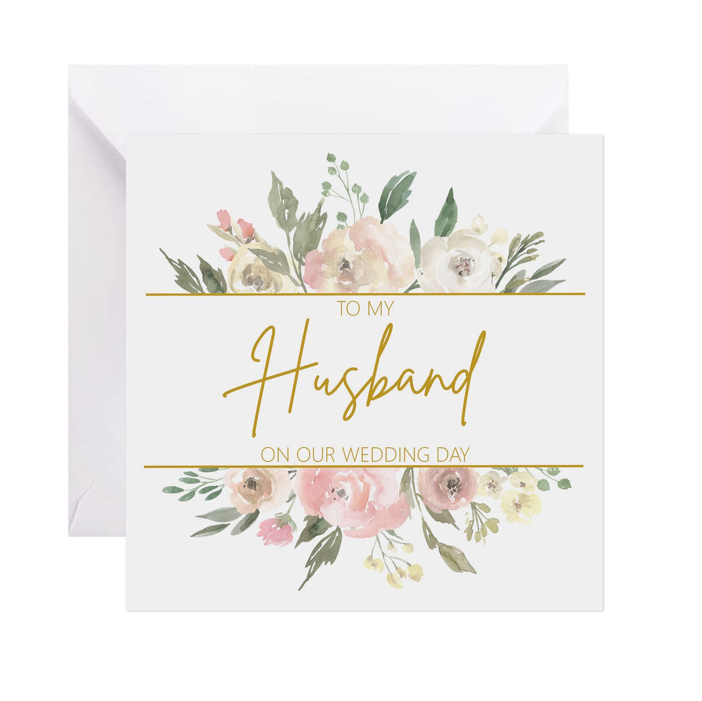 Husband On Our Wedding Day Card - Blush Floral