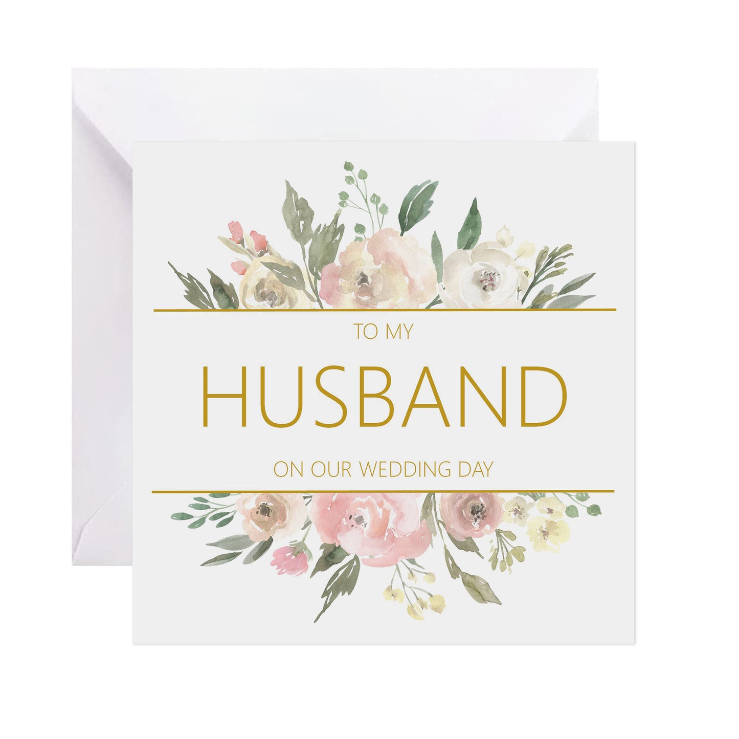 Husband On Our Wedding Day Card - Blush Floral
