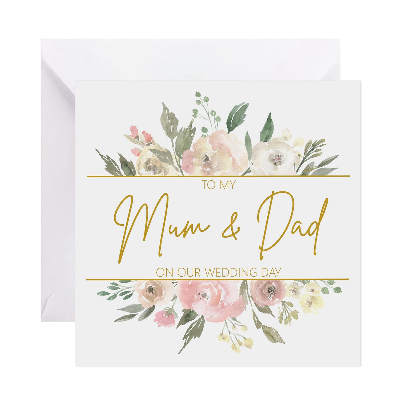 Mum & Dad On Our Wedding Day Card - Blush Floral