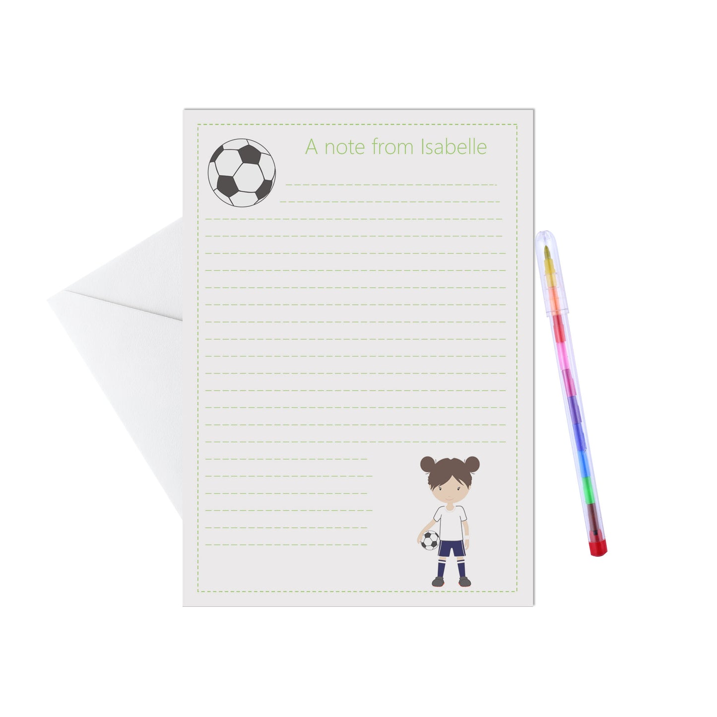 Footballer Personalised Letter Writing Set - 15 Sheets & Envelopes - Lots Of Designs