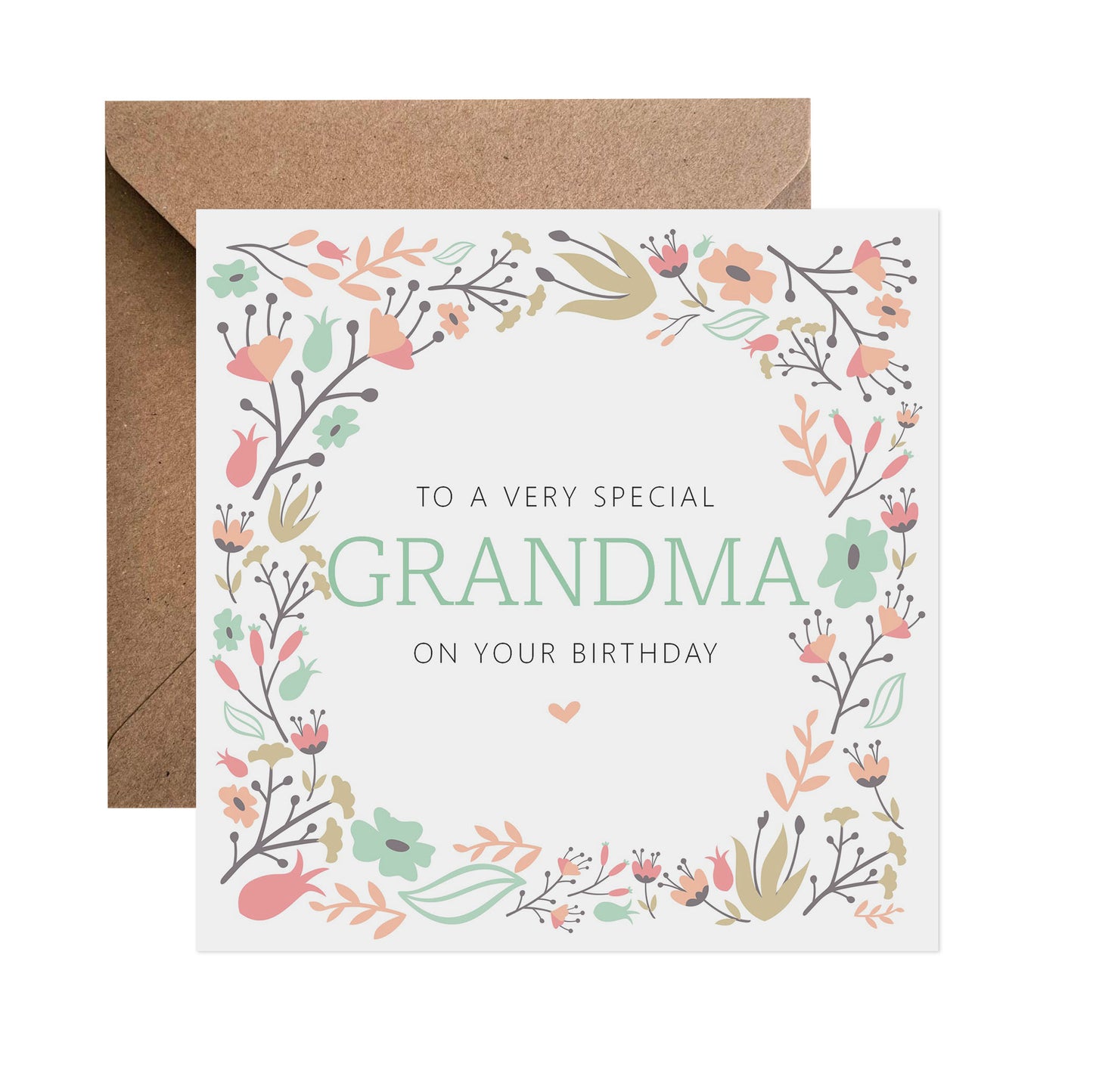 Grandma Sage Floral Birthday Card