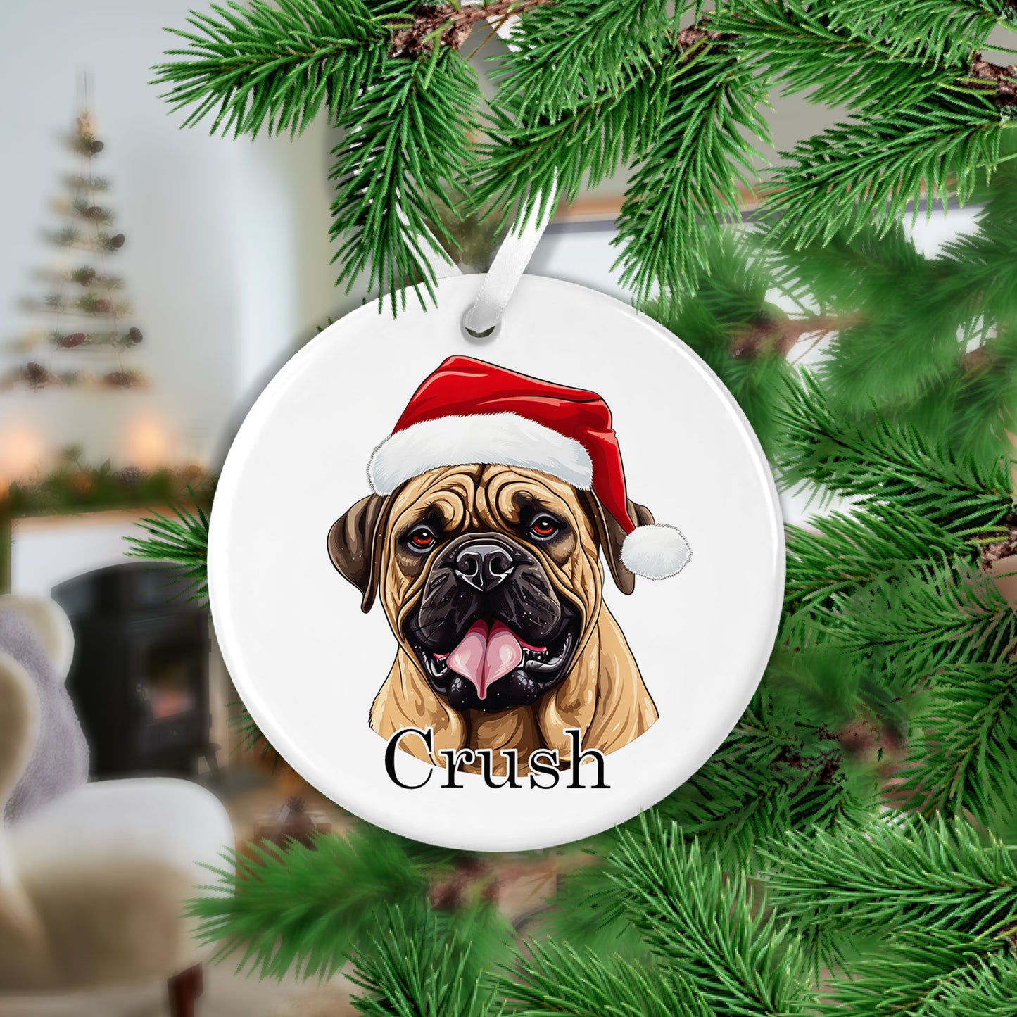 Bull Mastiff Christmas Ceramic Hanging Ornament