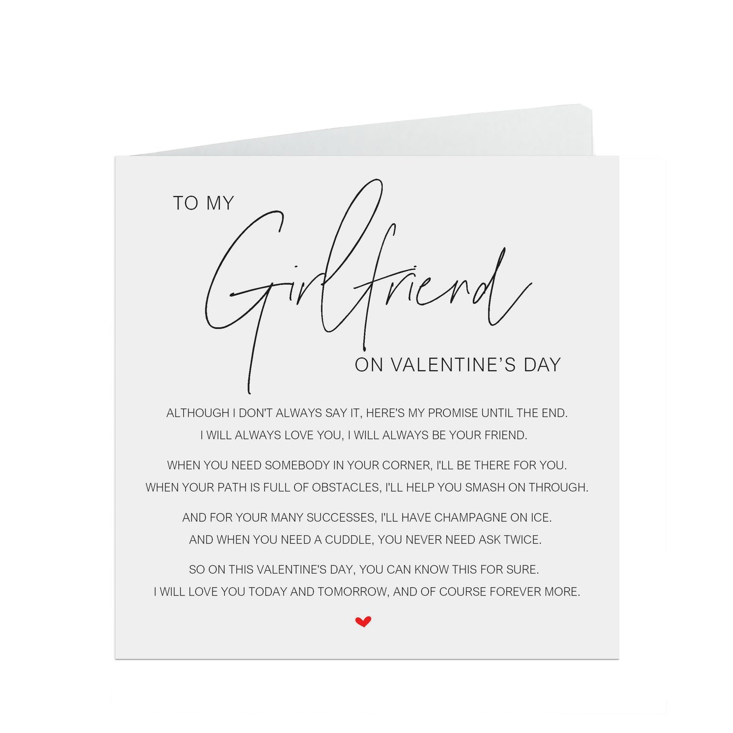 Girlfriend Valentine's day Card, Elegant Poem Card, My Valentine's Promise
