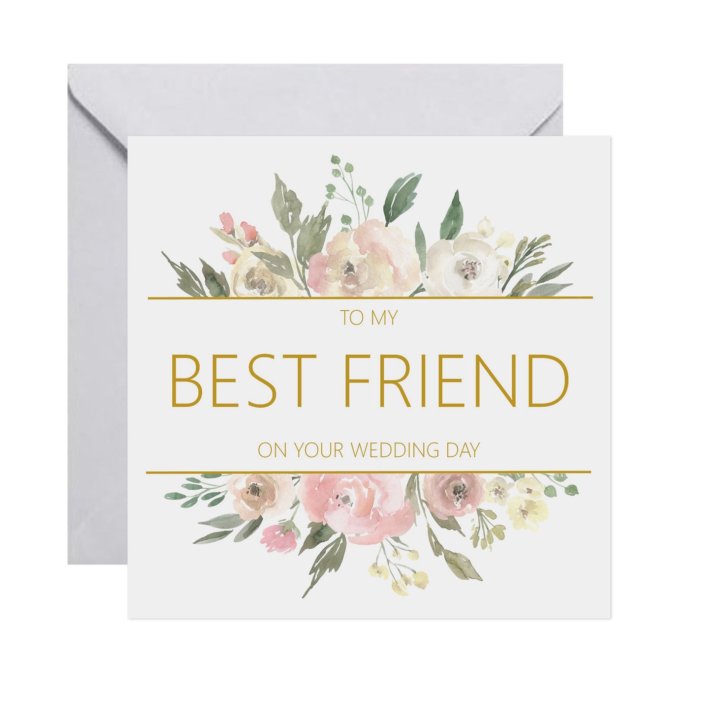 Best Friend On Your Wedding Day Card - Blush Floral