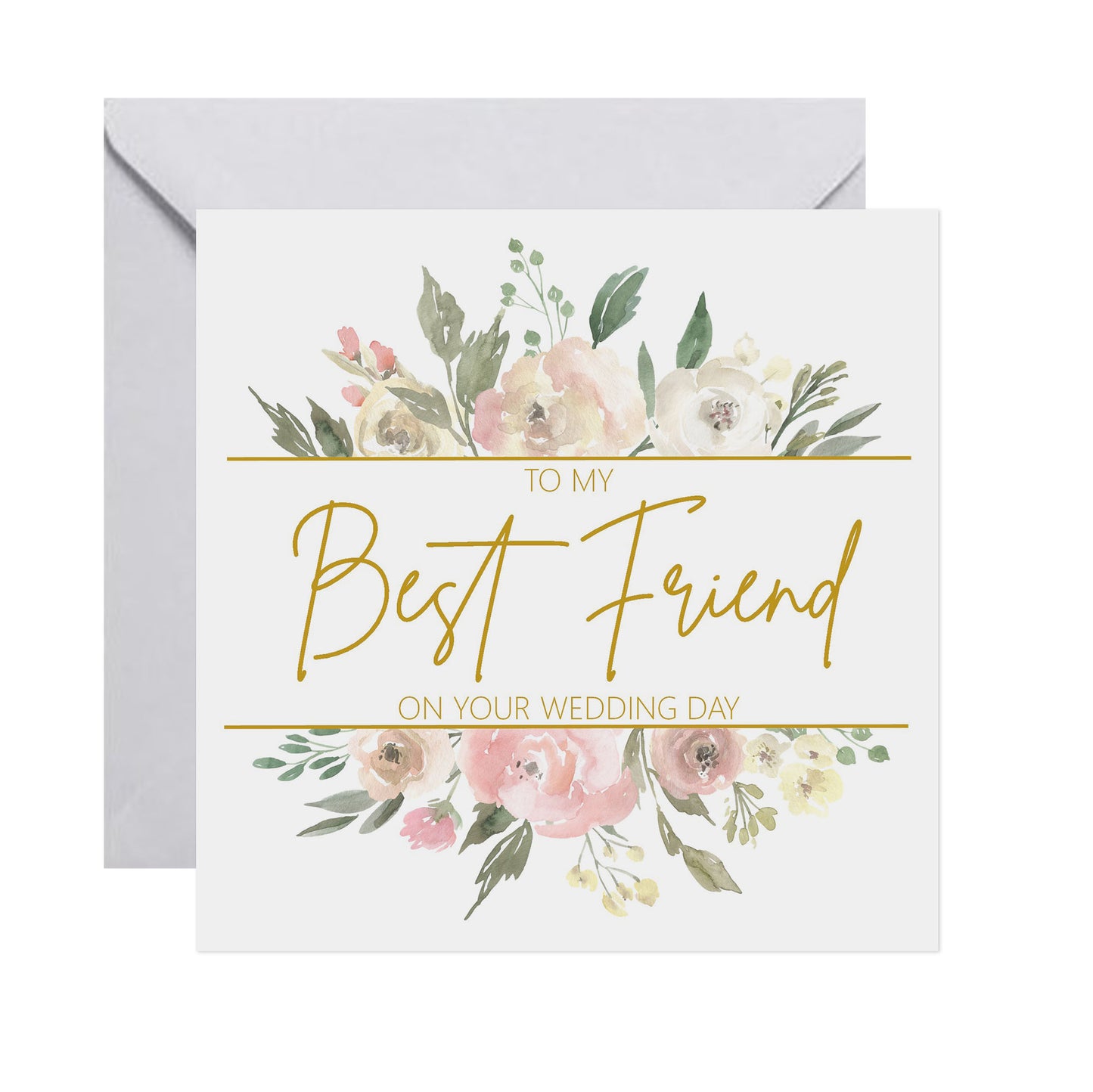 Best Friend On Your Wedding Day Card - Blush Floral