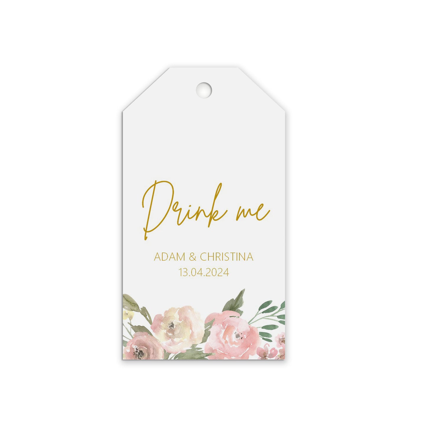 Drink Me Favour Gift Tags - Blush Floral