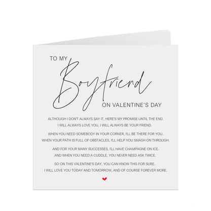 Boyfriend Valentine's Card - Elegant Poem, My Valentine's Promise