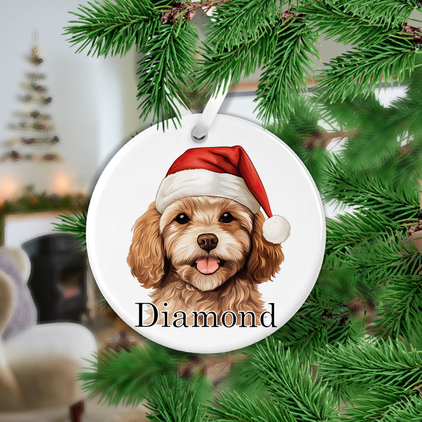 Cavapoo Christmas Ceramic Hanging Ornament - Colour Variations Available