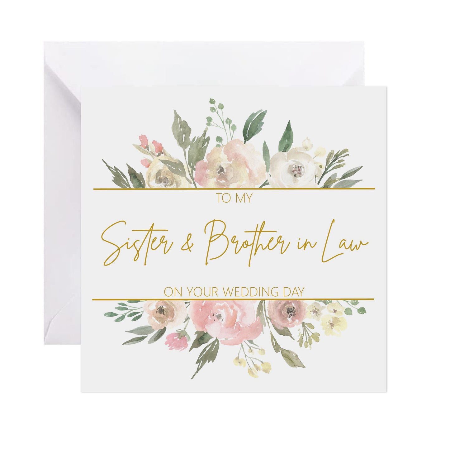 Sister & Brother In Law On Your Wedding Day Card - Blush Floral
