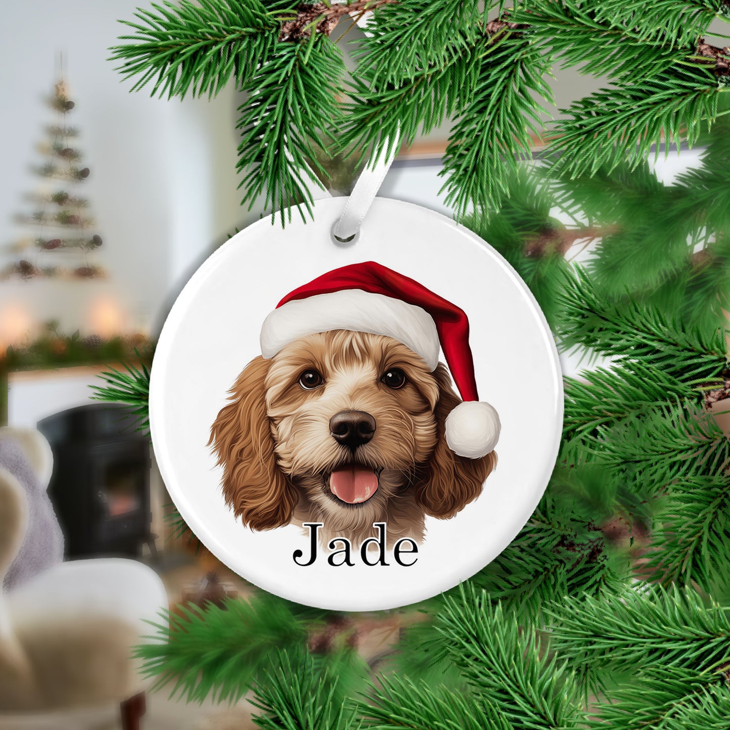 Cavapoo Christmas Ceramic Hanging Ornament - Colour Variations Available