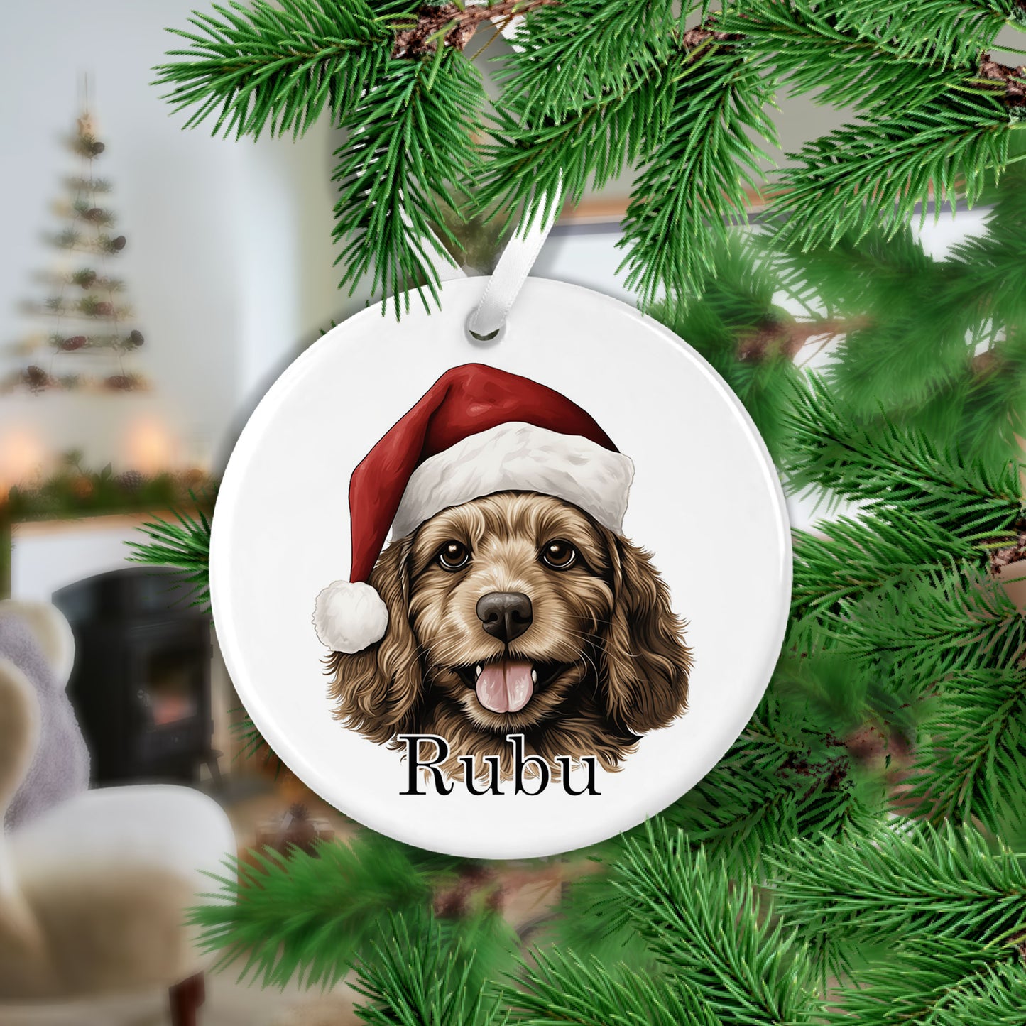 Cavapoo Christmas Ceramic Hanging Ornament - Colour Variations Available