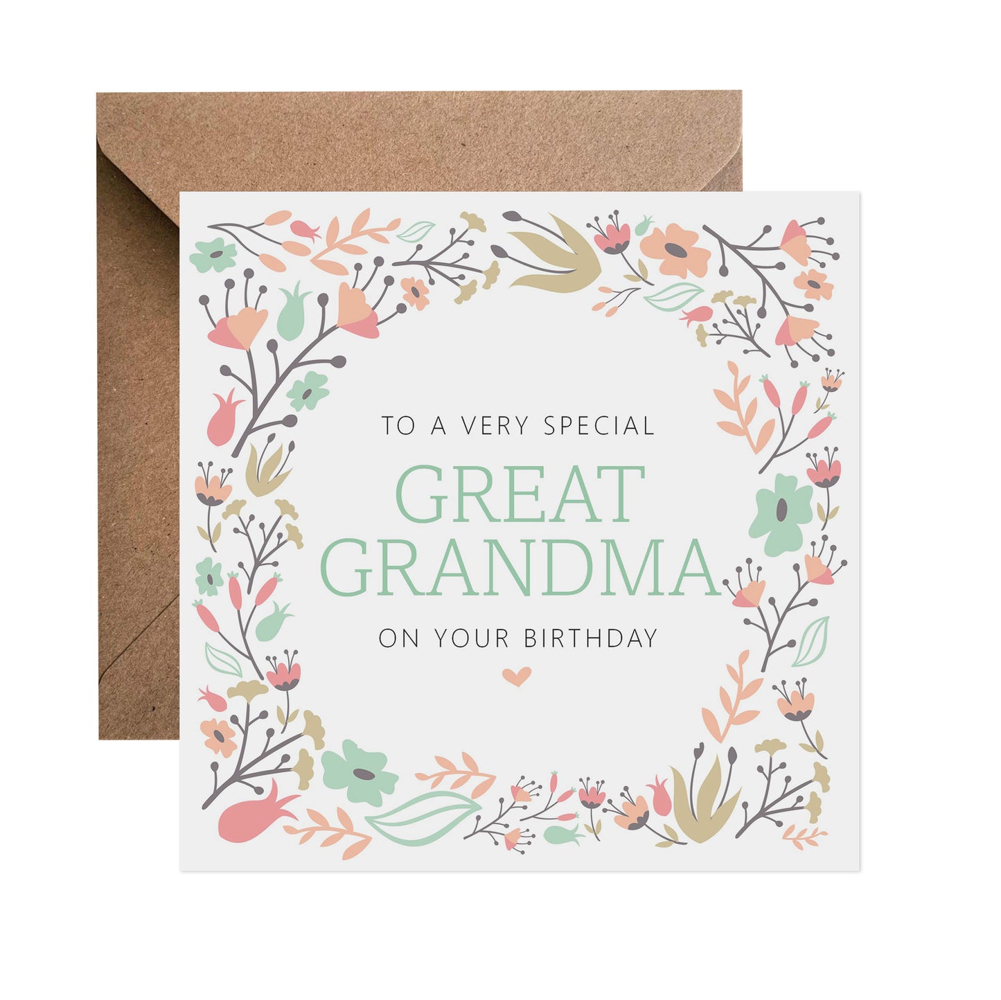Great Grandma Sage Floral Birthday Card
