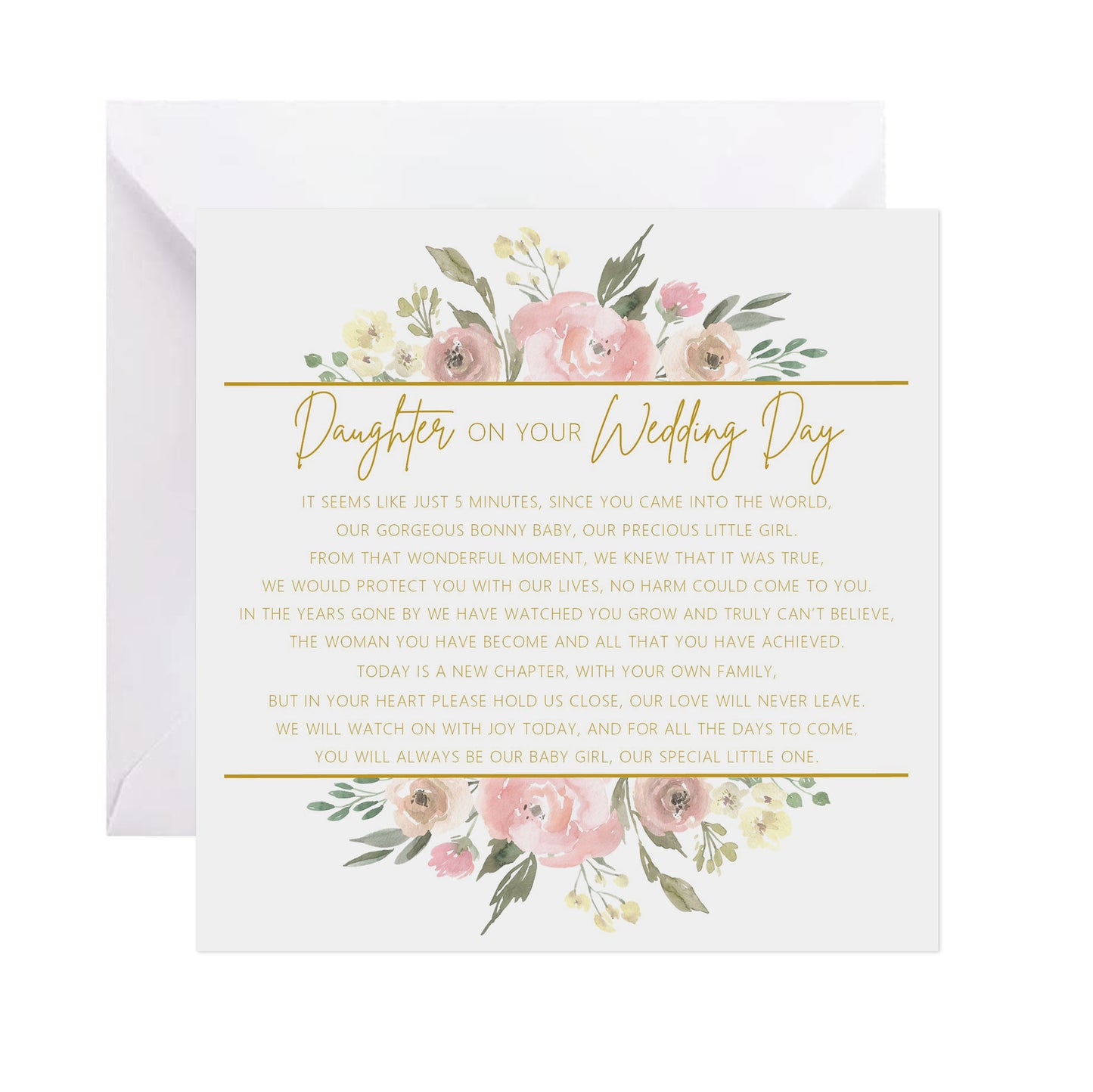 Daughter On Your Wedding Day Card - Blush Floral