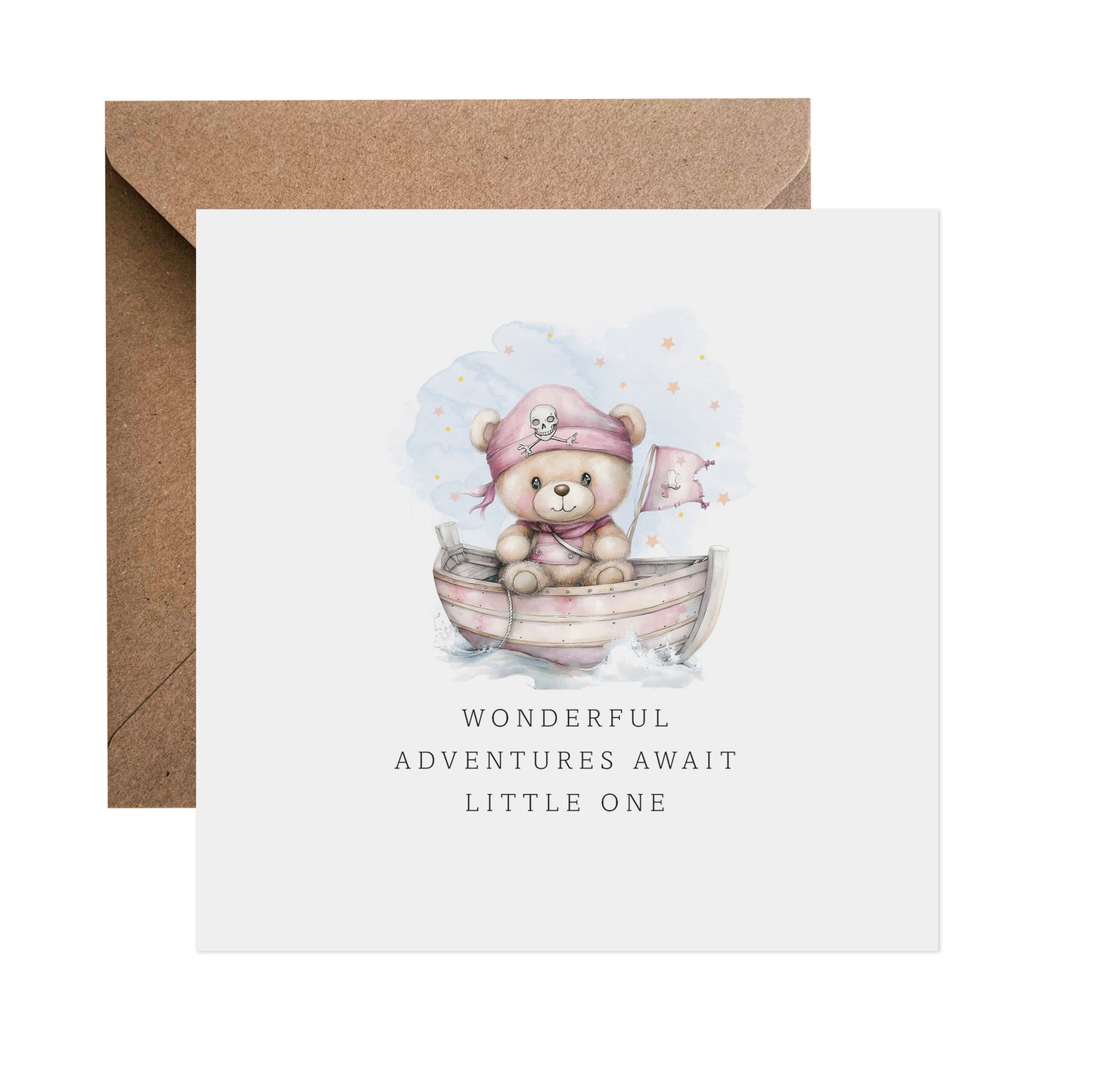 Teddy Pirate Adventure Awaits - New Baby Girl Card