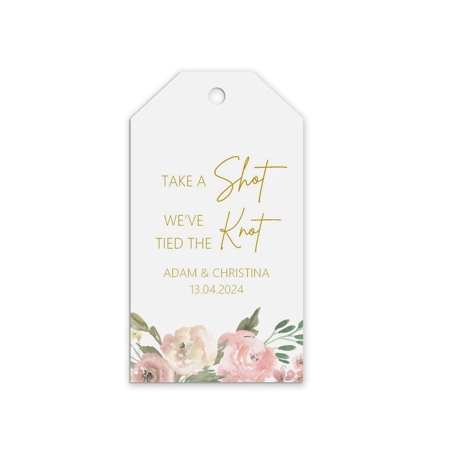 Take A Shot We've Tied The Knot Favour Gift Tags - Blush Floral