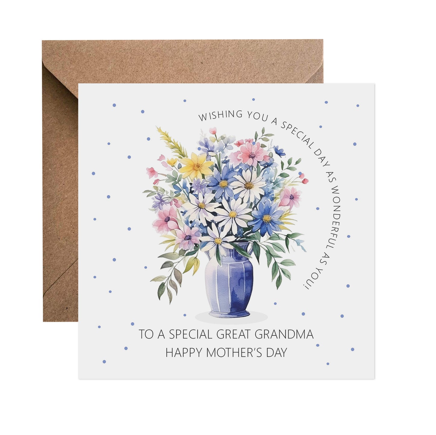 Floral Blue Vase Mother's Day Card - Choose Your Recipient