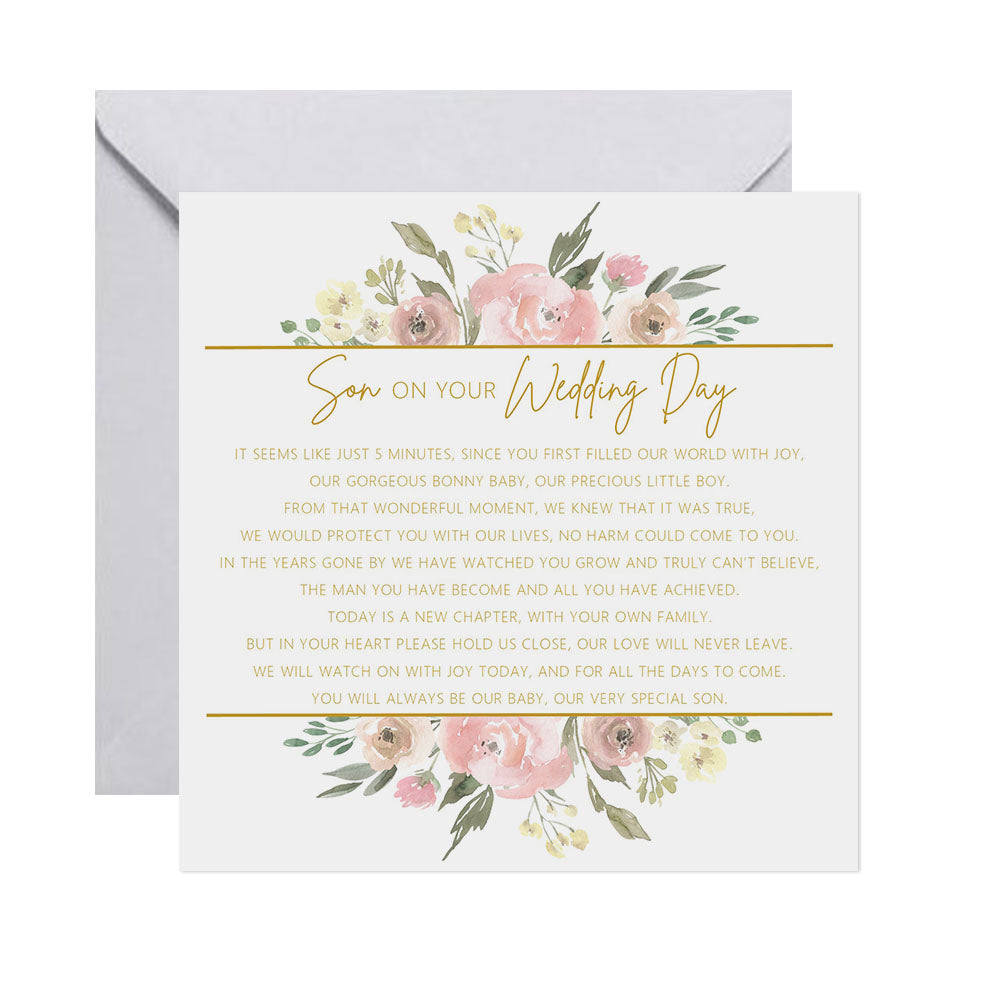 Son On Your Wedding Day Card - Blush Floral