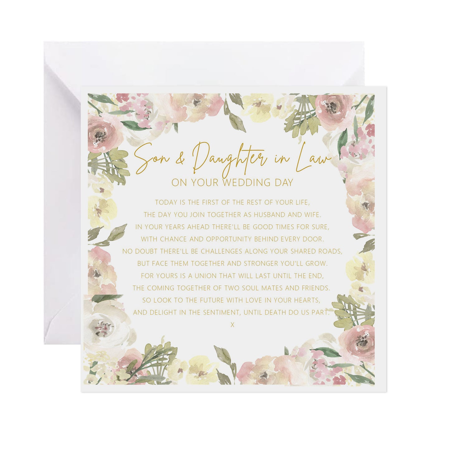 Son & Daughter In Law On Your Wedding Day Card - Blush Floral