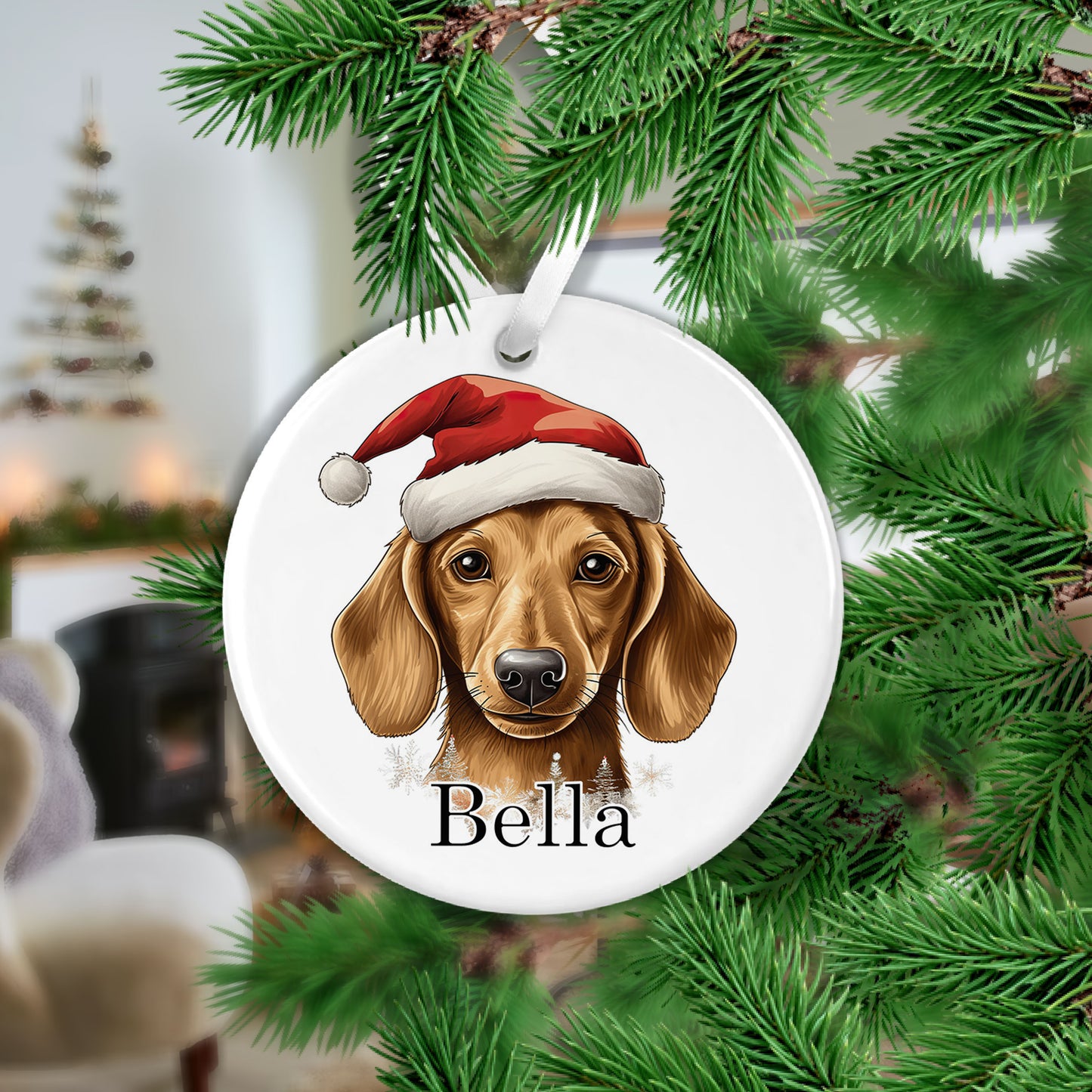 Daschund Christmas Ceramic Hanging Ornament - Colour Variations Available