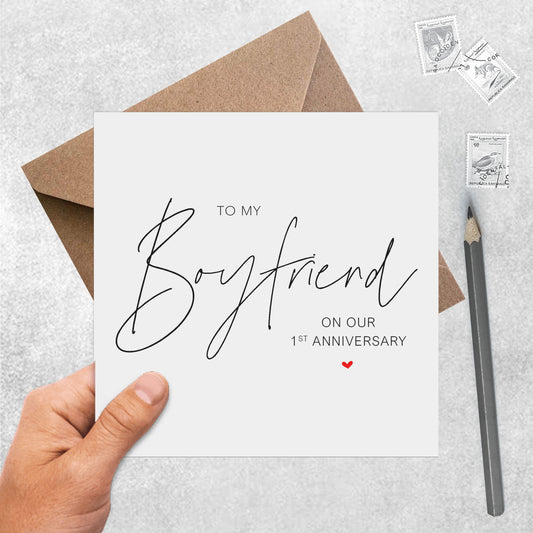 Elegant Boyfriend - 1st - 10th Anniversary Card