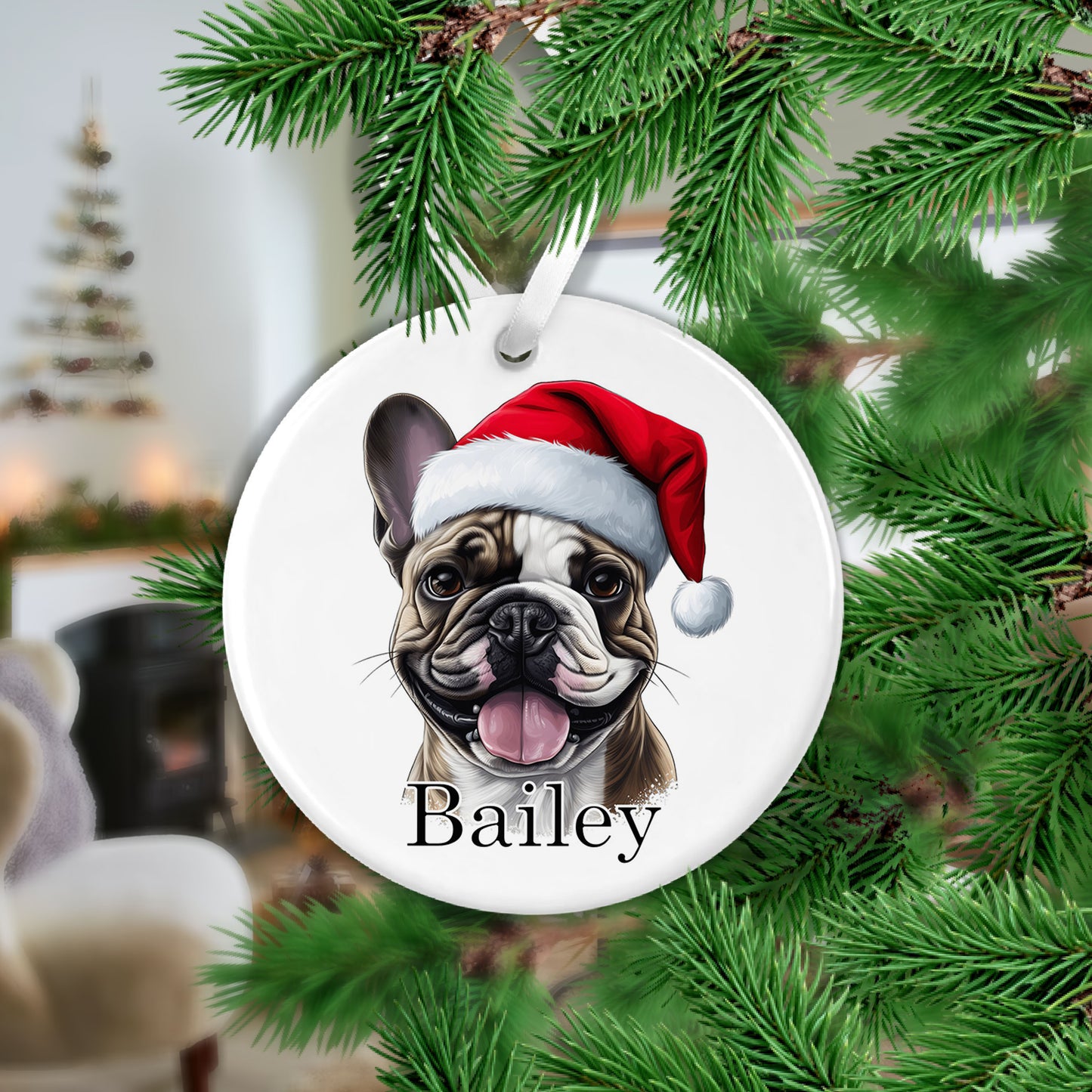 French Bulldog Christmas Ceramic Hanging Ornament - Colour Variations Available
