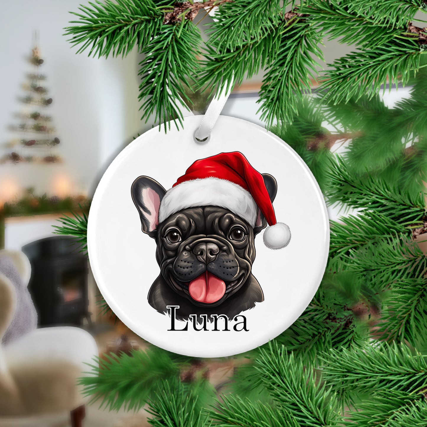 French Bulldog Christmas Ceramic Hanging Ornament - Colour Variations Available