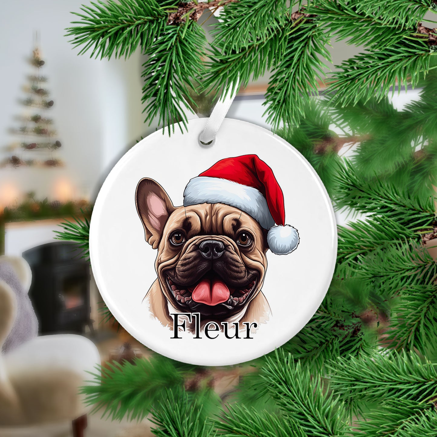 French Bulldog Christmas Ceramic Hanging Ornament - Colour Variations Available