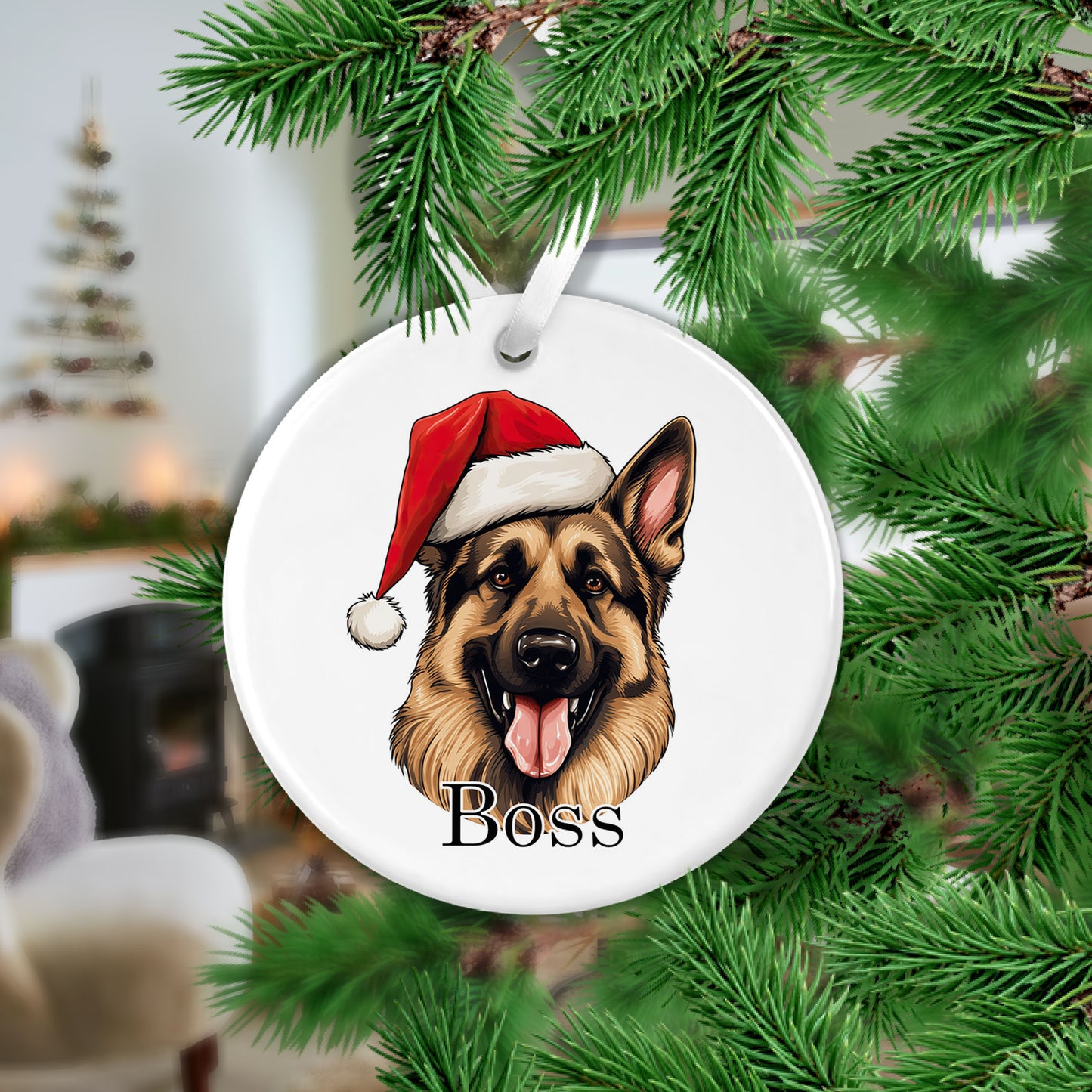 German Shepherd Christmas Ceramic Hanging Ornament - Variations Available
