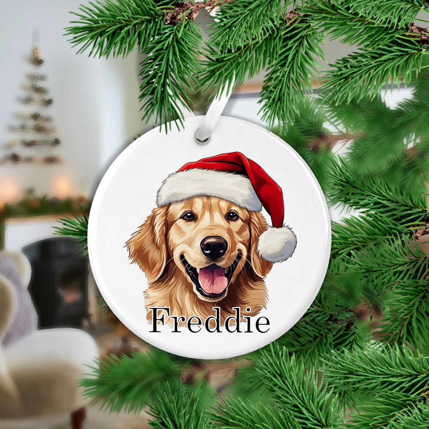 Golden Retriever Christmas Ceramic Hanging Ornament