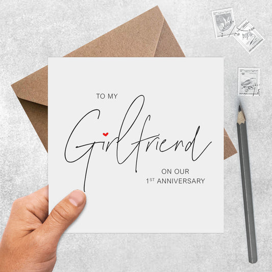 Elegant Girlfriend 1st - 10th Anniversary Card