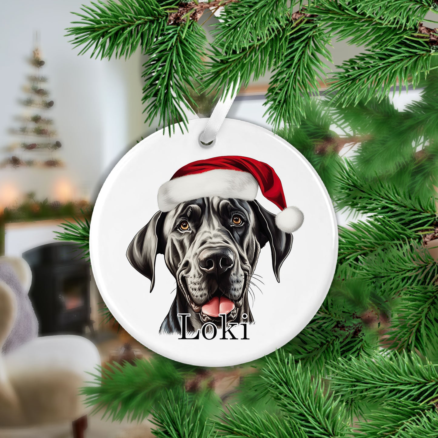 Great Dane Christmas Ceramic Hanging Ornament