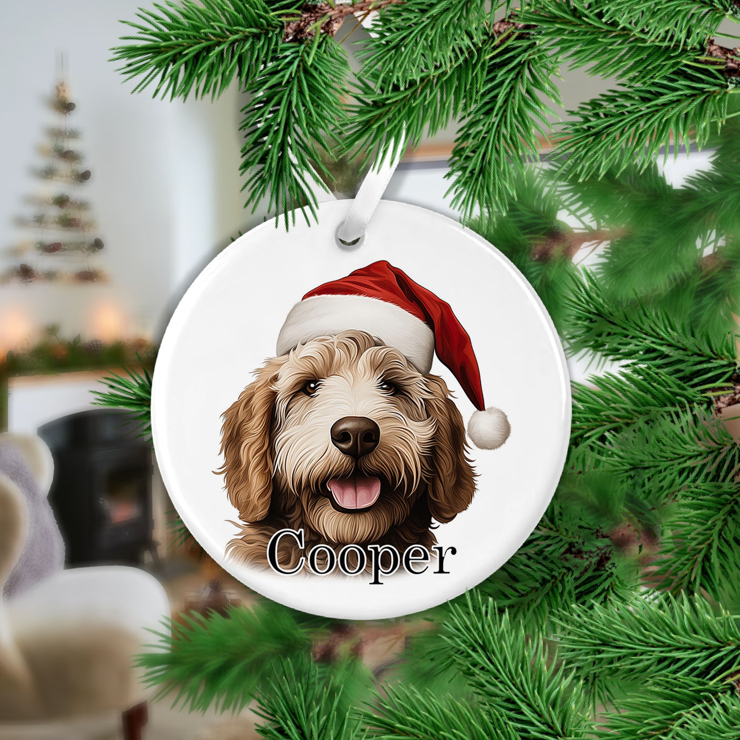 Labradoodle Christmas Ceramic Hanging Ornament - Colour Variations Available