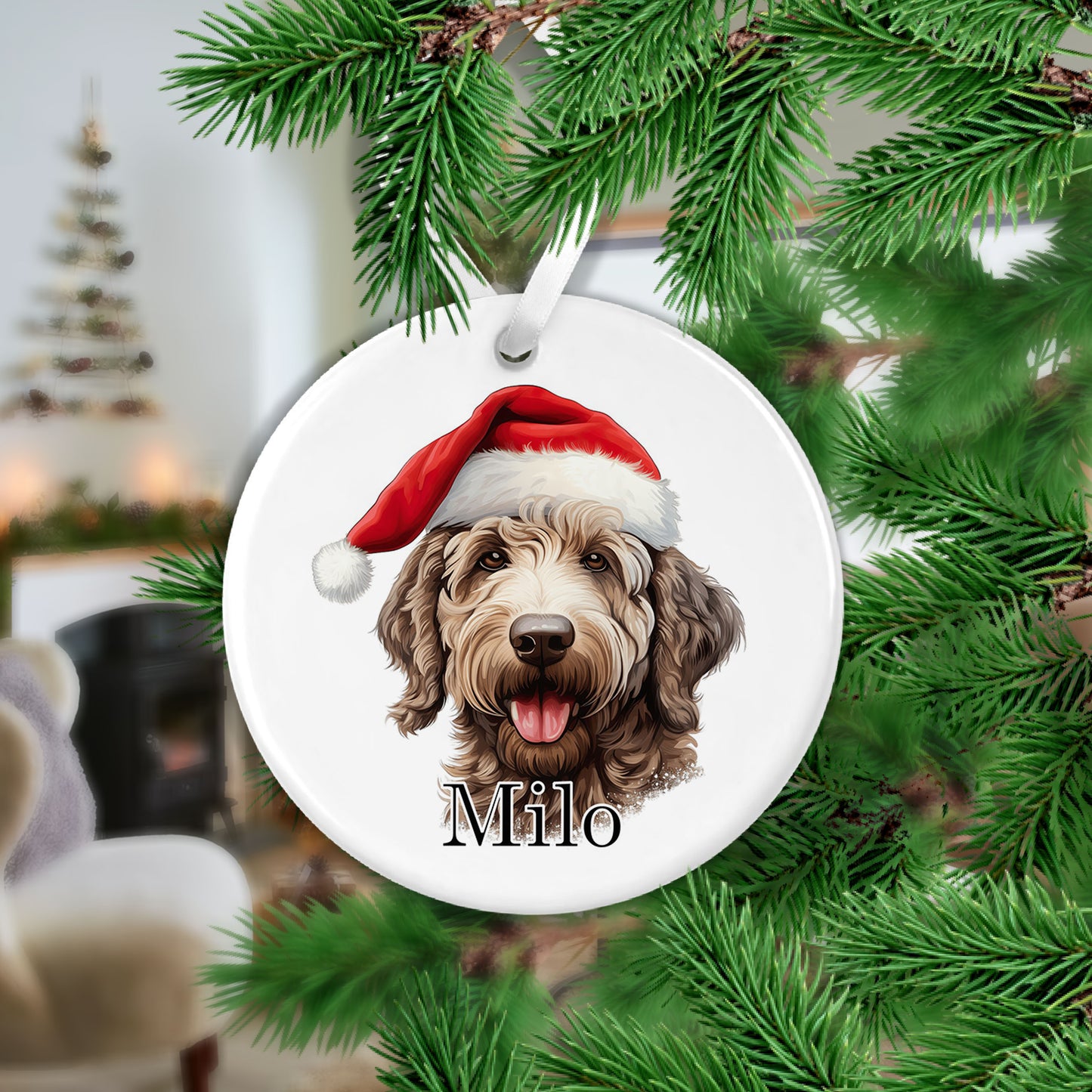 Labradoodle Christmas Ceramic Hanging Ornament - Colour Variations Available