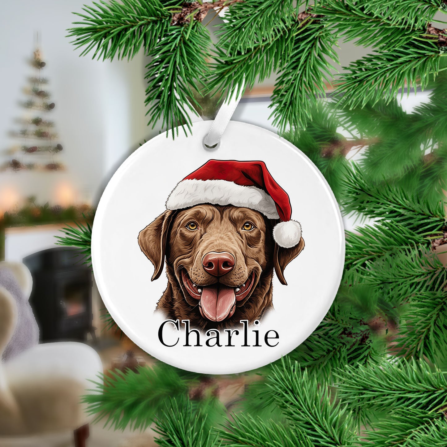 Labrador Christmas Ceramic Hanging Ornament - Colour Variations Available