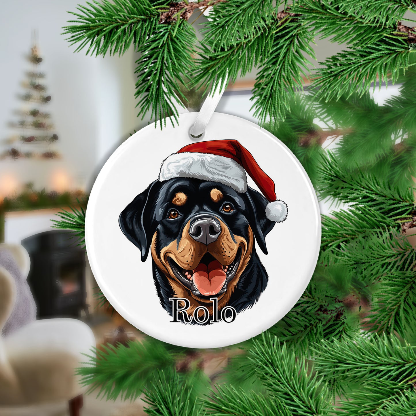 Rotweiler Christmas Ceramic Hanging Ornament