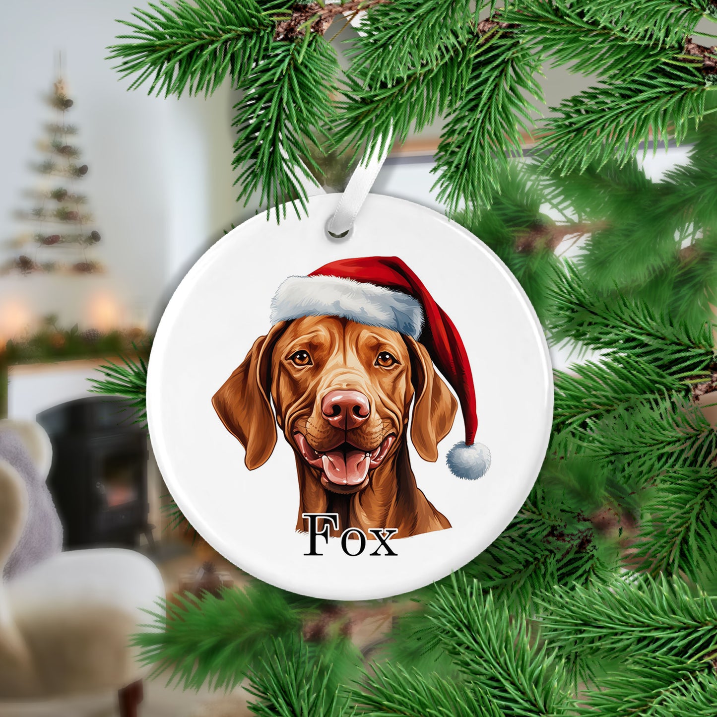 Vizsla Christmas Ceramic Hanging Ornament